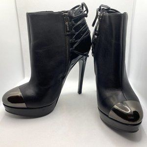 Just Cavalli Beautiful Ankle Boots Stiletto Heels Corset Back Tie Leather 36/6